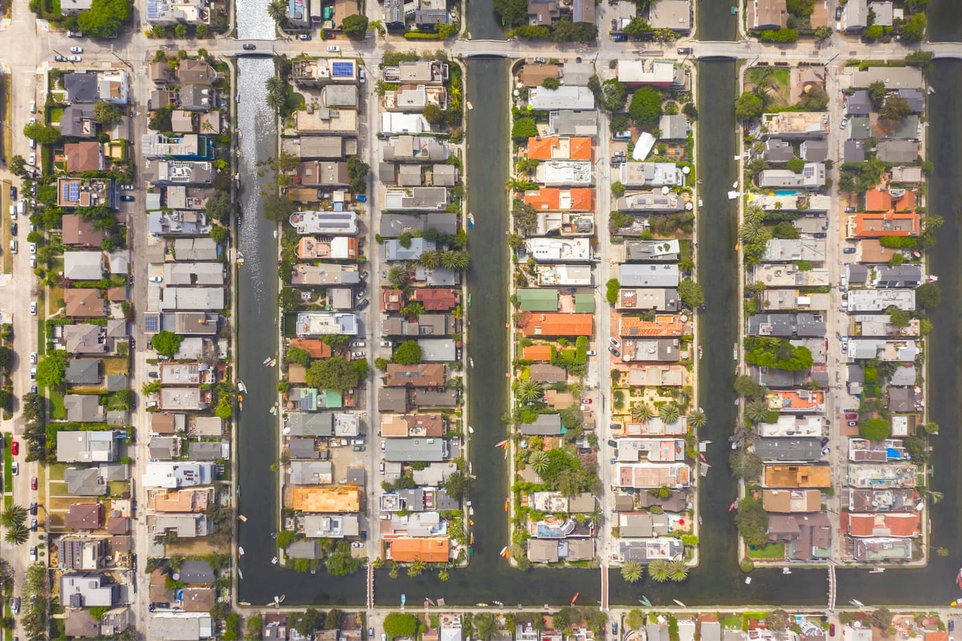 Aerial view of a master-planned residential community